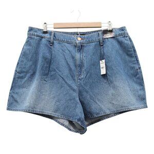 NWT Express Denim Shorts XL Super High Rise Pleated Elastic Waist Preppy 90s Mom